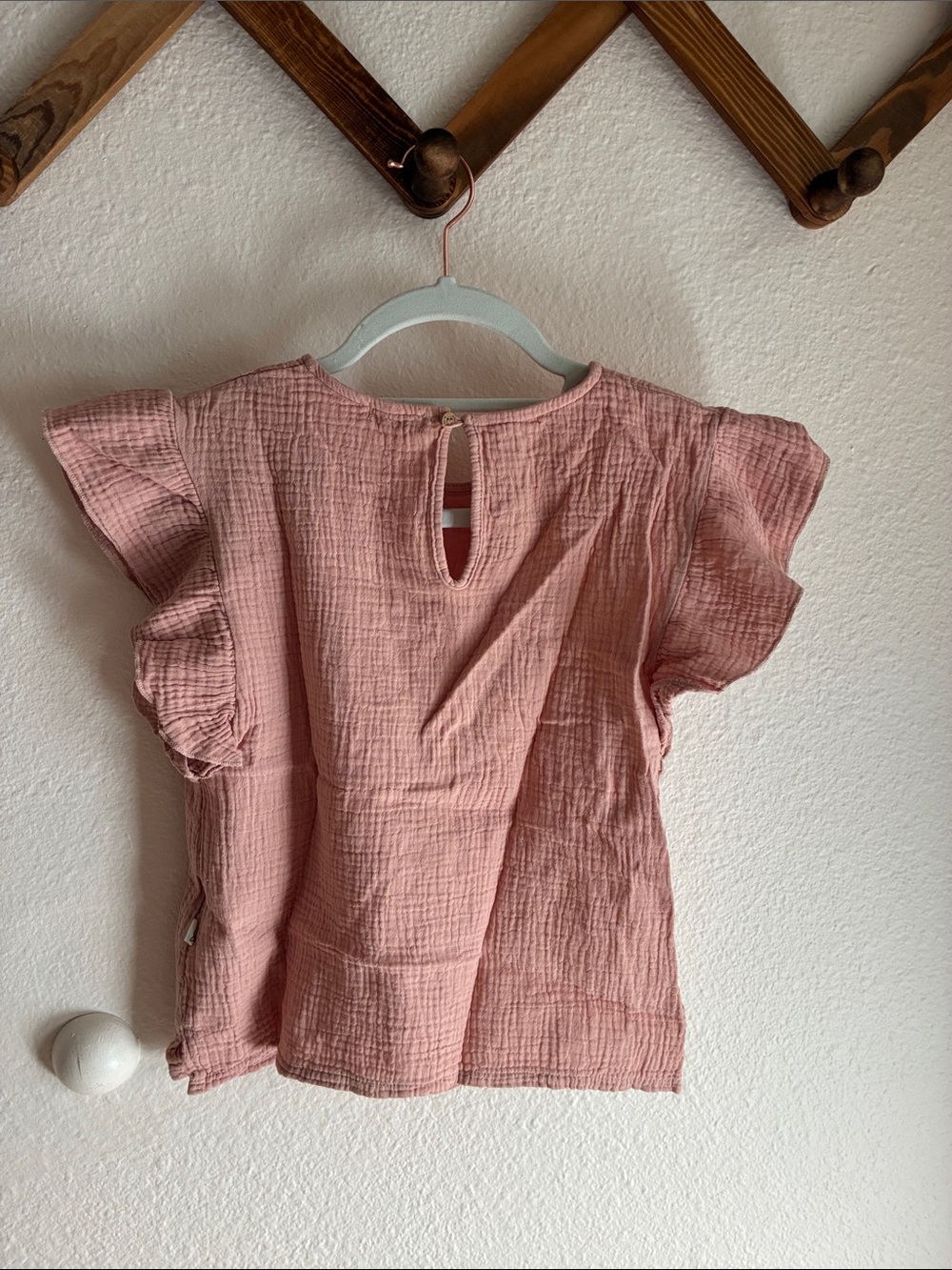 Girls' Cotton Gauze Light Pink Gauze Flutter Sleeve Top - Cozy Everyday Shirt